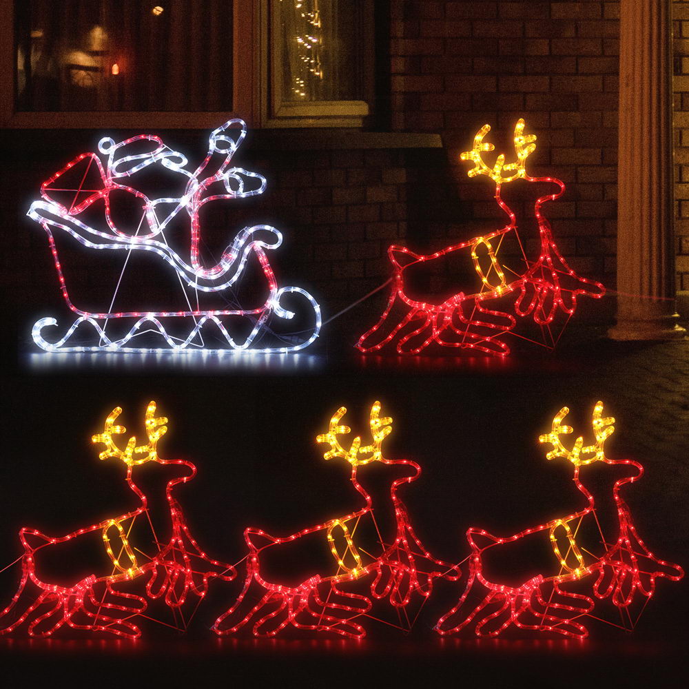 Christmas Motif Lights LED Rope Reindeer Waterproof Colourful Xmas - Homecoze