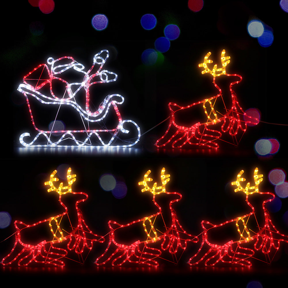 Christmas Motif Lights LED Rope Reindeer Waterproof Colourful Xmas Homecoze