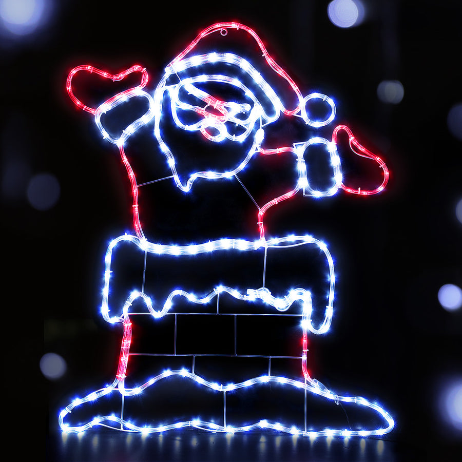 101cm Santa in Chimney Christmas Motif Lights LED Rope Homecoze