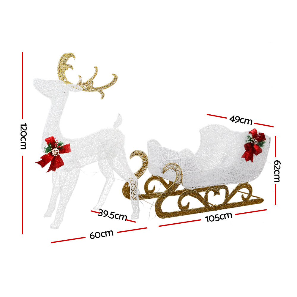 120cm Christmas Reindeer & Sleigh 3D Frame Motif LED Decoration Homecoze