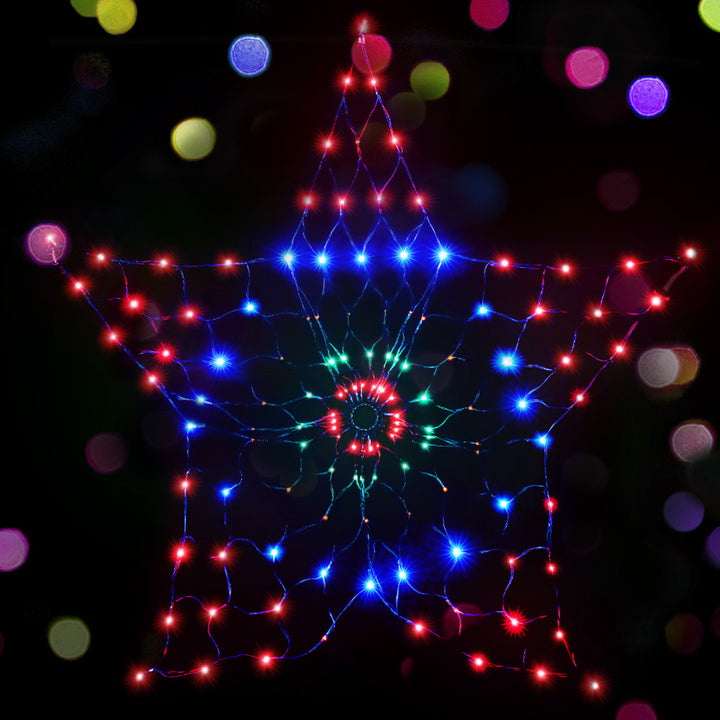 Christmas Lights Motif LED Star Net Waterproof Outdoor Colourful Homecoze