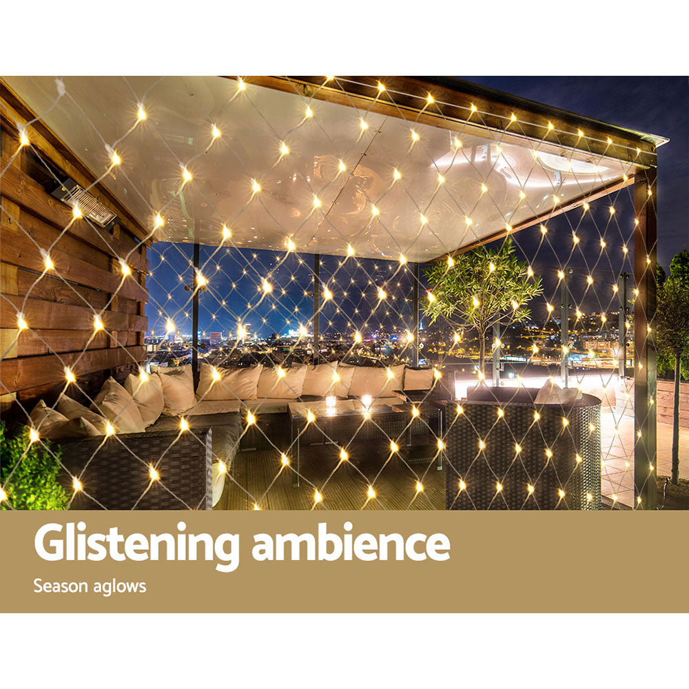 4m x 6m Christmas Net Mesh 1000 LED String Lights - Warm White Homecoze