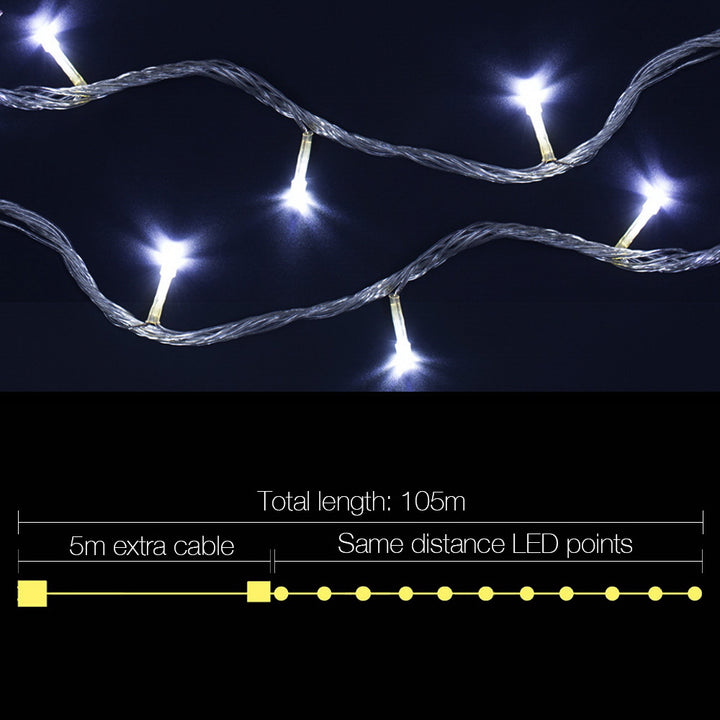 100M Christmas String Lights 500 LED Cold White Homecoze