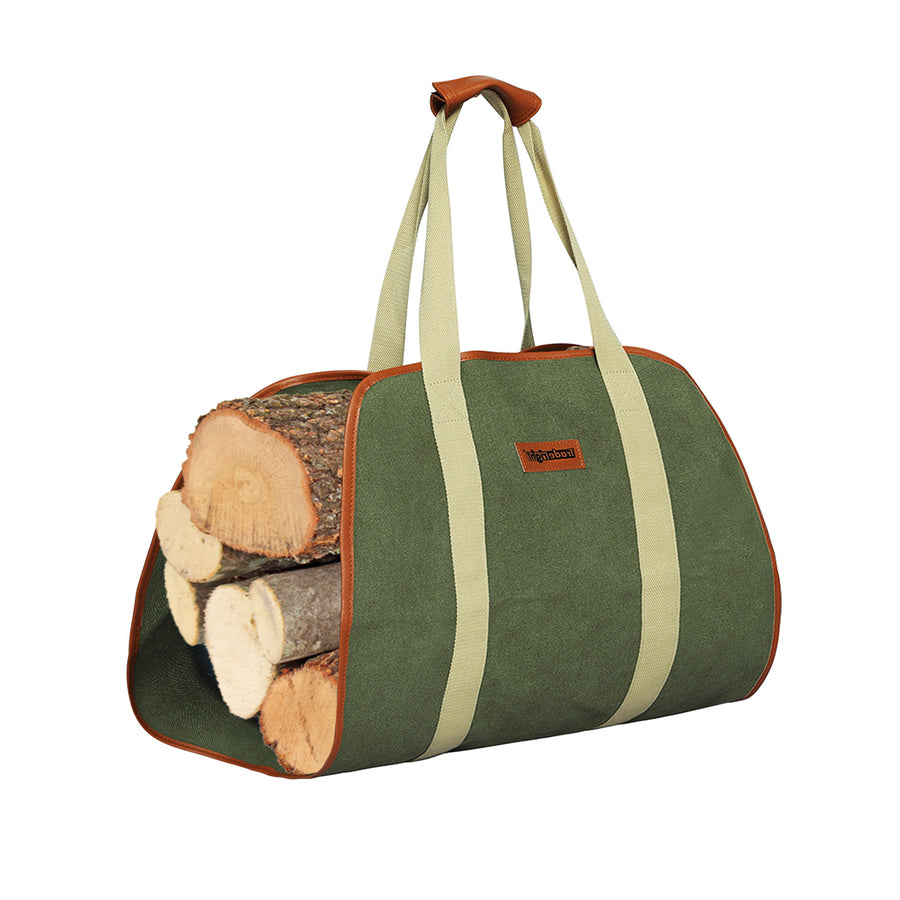 Fire Wood Carry Tote - Heavy Duty Canvas & Leather Homecoze