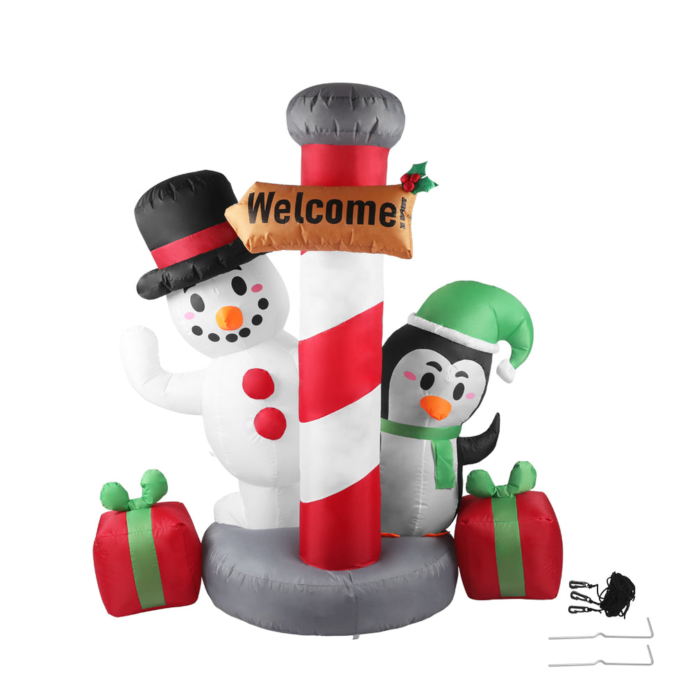 Inflatable Christmas Decor Pole Welcome 1.8M LED Lights Xmas Party Homecoze