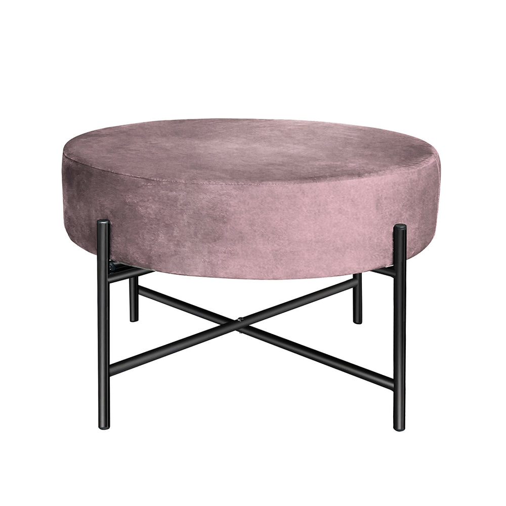Pink Velvet Round Ottoman Pouffe Foot Stool Vanity Dressing Chair Homecoze