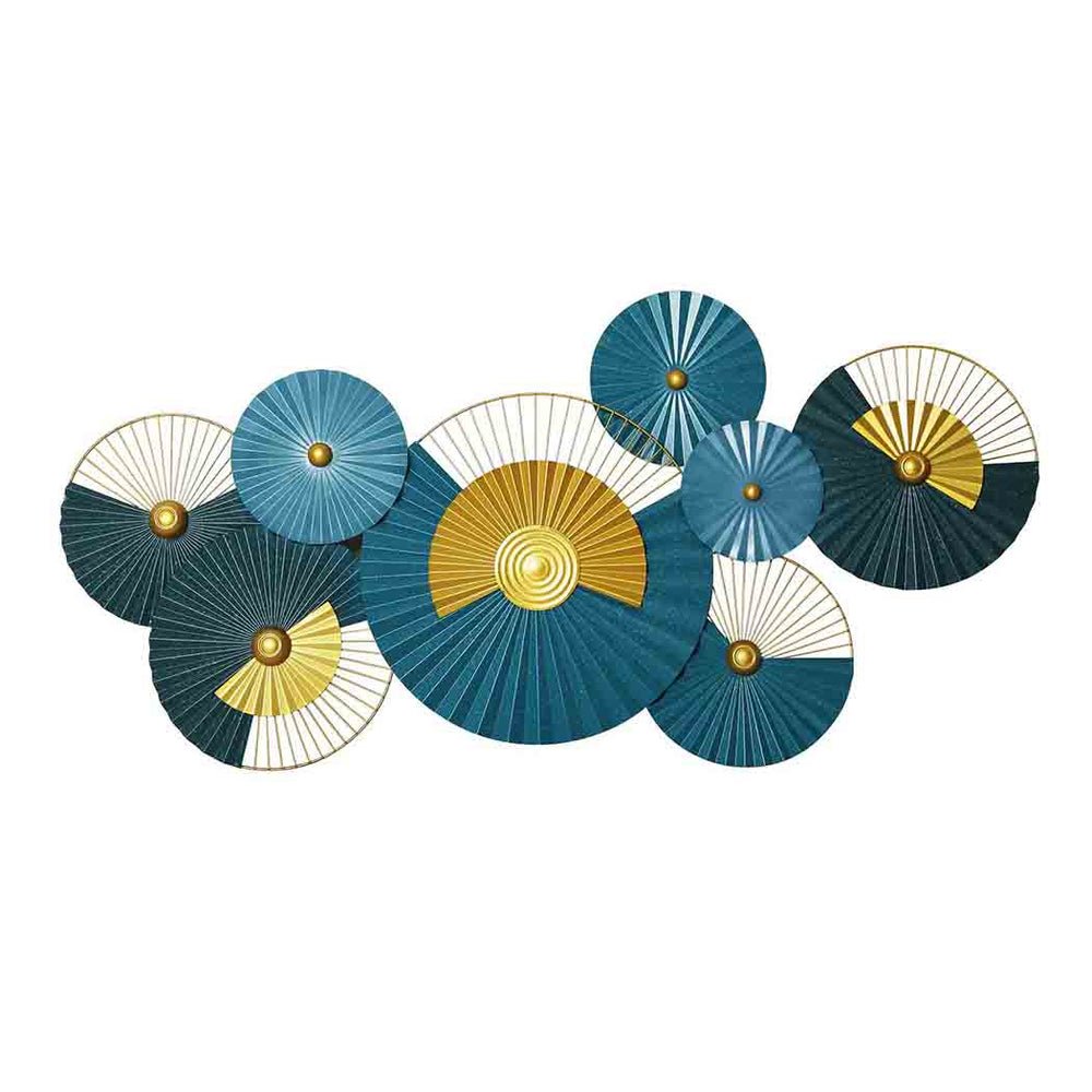 Large Circular Layered Fans Inspired Coloured Metal Wall Hanging – 70 x 135cm Homecoze