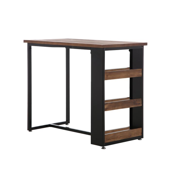 Modern Industrial Wooden Kitchen Cafe Table with 3 Tier Storage Shelves 110cm Homecoze