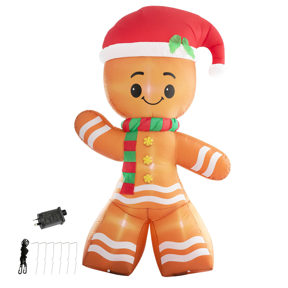 2.4M Huge Inflatable Gingerbread Man Christmas Decoration LED Xmas Lights Homecoze