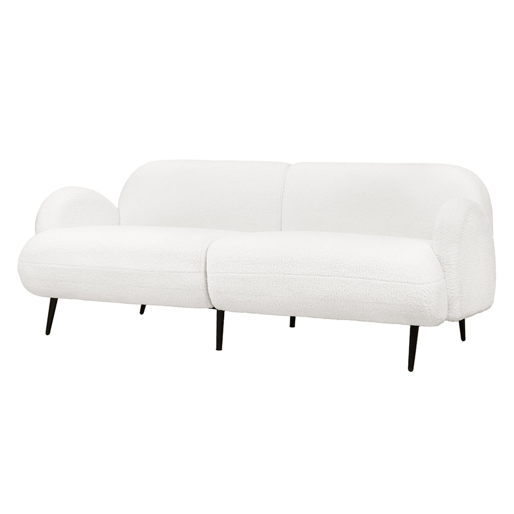 3 Seater White Fleece Sherpa Boucle Style Modern Sofa Couch - 188cm Wide Homecoze