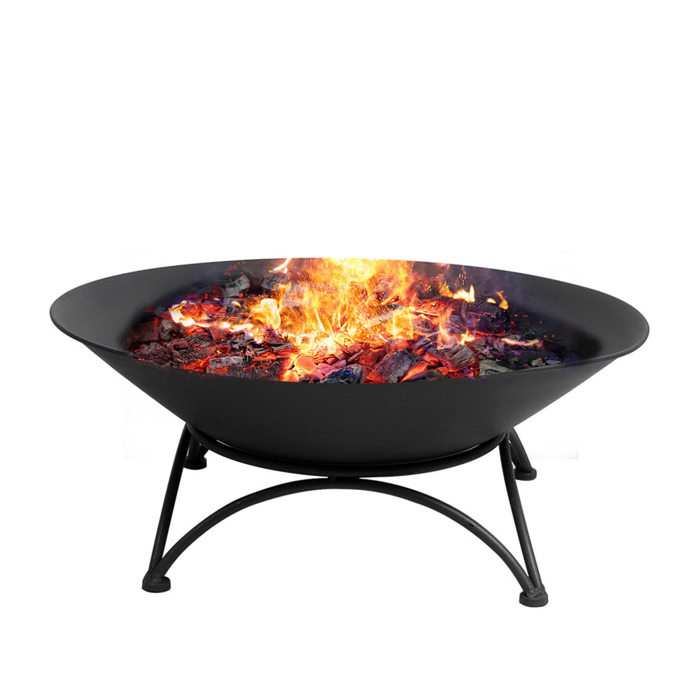 2 IN 1 Steel Fire Pit Bowl Firepit Garden Outdoor Patio Fireplace Heater 70cm - Black Homecoze