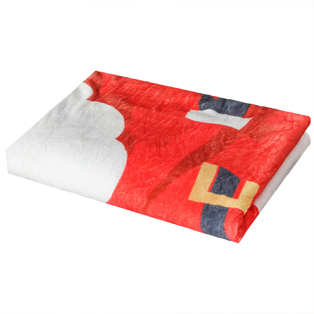 Christmas Santa Throw Double Sided Flannel & Fleece Blanket - Single (1.5 x 2m) Homecoze