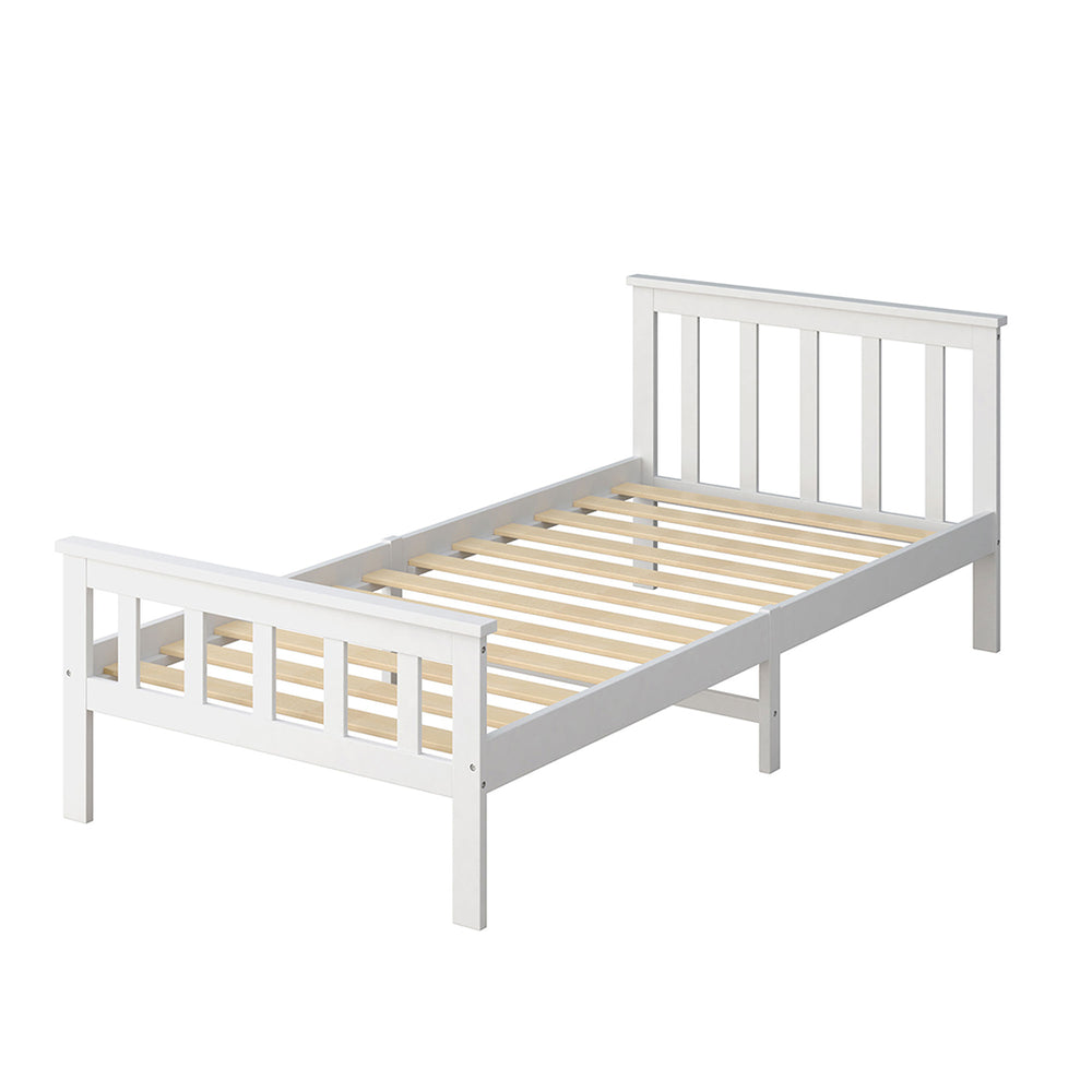 Classic Single Pine Wood Bed Frame with Footboard – White Homecoze