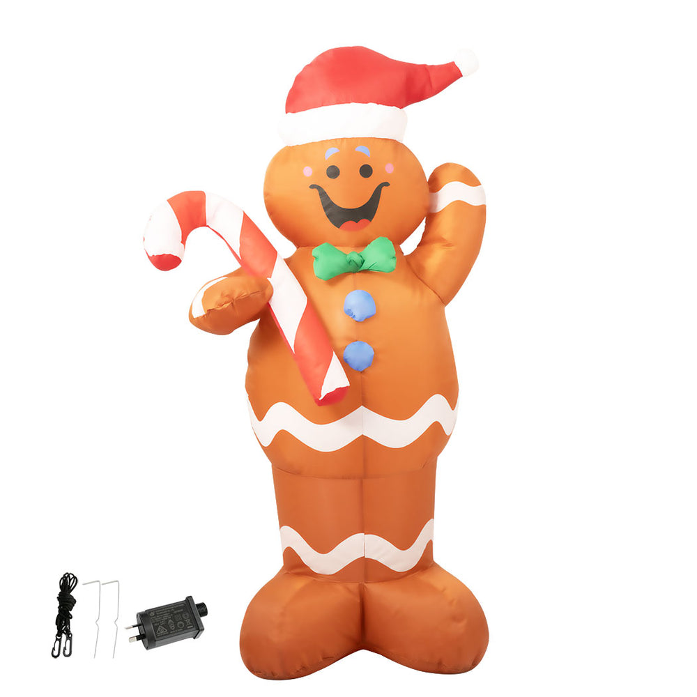1.5M Inflatable Gingerbread Man Christmas Decoration LED Xmas Lights Homecoze