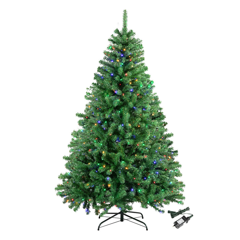 7FT (2.1m) Green Christmas Tree with Muiltcolour LED Lights Combo - 1300 Tips Homecoze
