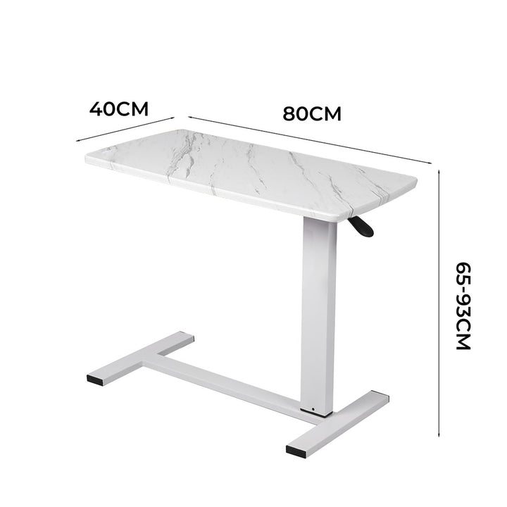 Height Adjustable Gas Lift Desk with Wheels - White