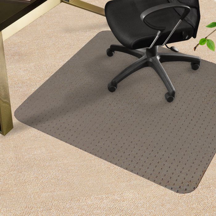 Chair Floor Protector Mat Rectangular 120cm x 90cm with Carpet Grippers - Black Homecoze