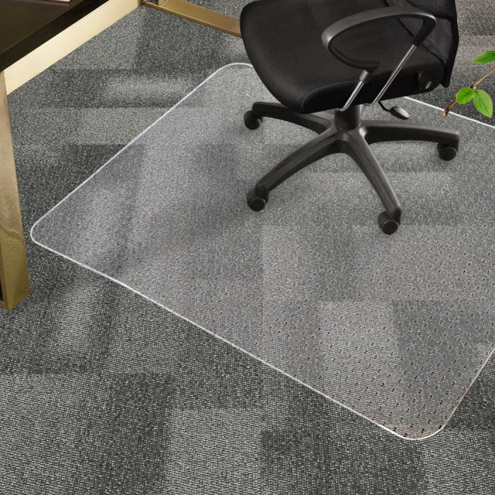 Chair Floor Protector Mat Rectangular 120cm x 90cm with Carpet Grippers - Clear Homecoze