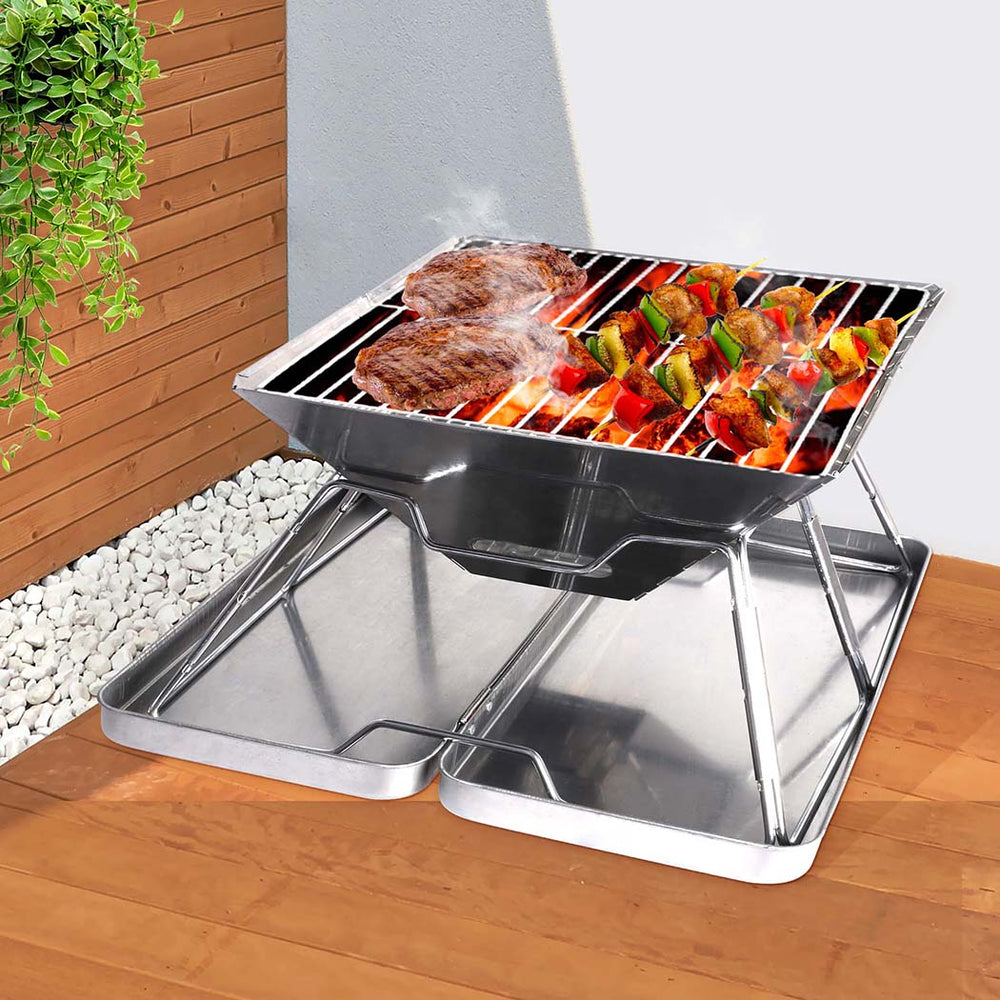 Charcoal BBQ Grill Foldable Barbecue Portable Outdoor Steel Roast Camping Picnic Homecoze
