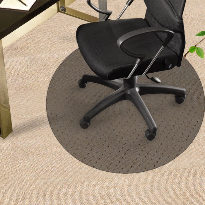 Round Chair Floor Protector Mat 120cm with Carpet Grippers - Black Homecoze