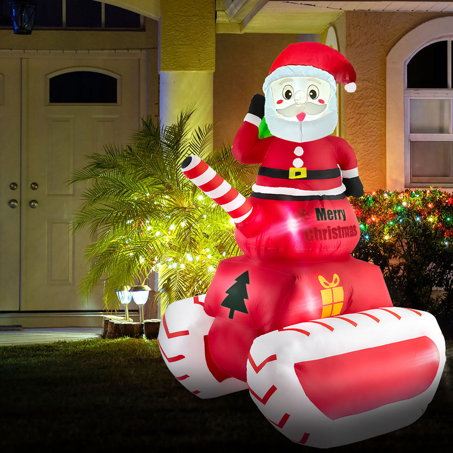1.8M Inflatable Santa Christmas Tank Decoration LED Xmas Lights Homecoze