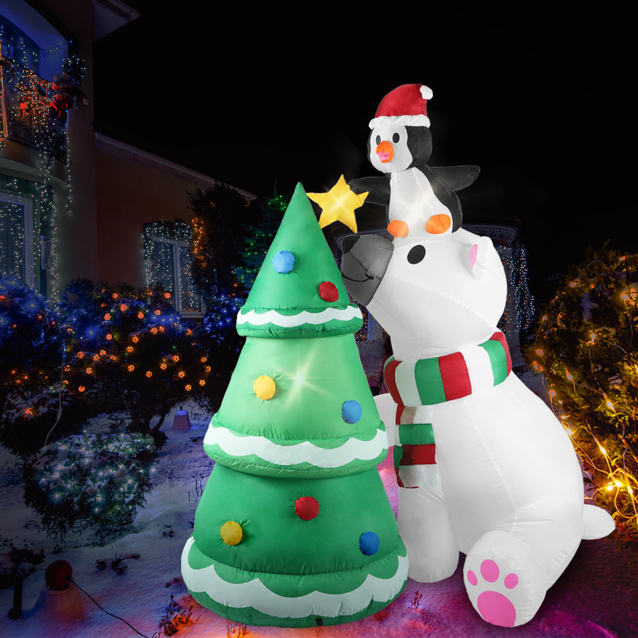 Inflatable Christmas Decor Polar Bear Tree 1.8M LED Lights Xmas Party Homecoze