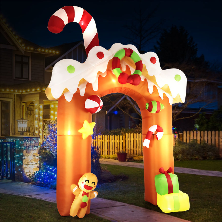 3M Huge Inflatable Gingerbread Man Walkway Christmas Decoration LED Xmas Lights Homecoze