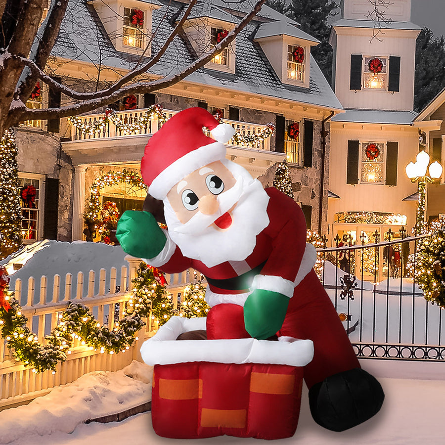 Inflatable Christmas Decor Santa Chimney 1.2M LED Lights Xmas Party Homecoze