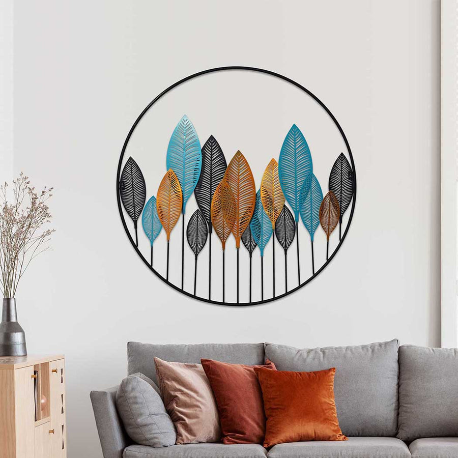 Large Round 'Tree Of Life' Coloured Metal Wall Hanging - 80cm Homecoze