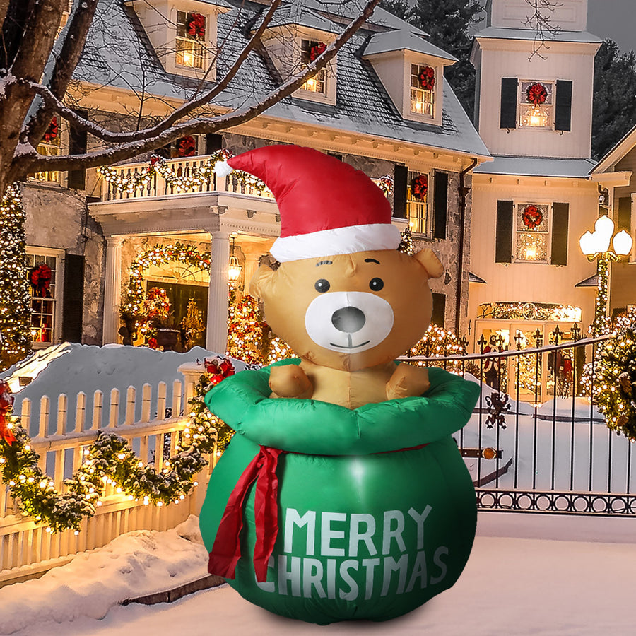 Inflatable Christmas Decorations Bubbly Bear 1.5M LED Lights Xmas Party Homecoze