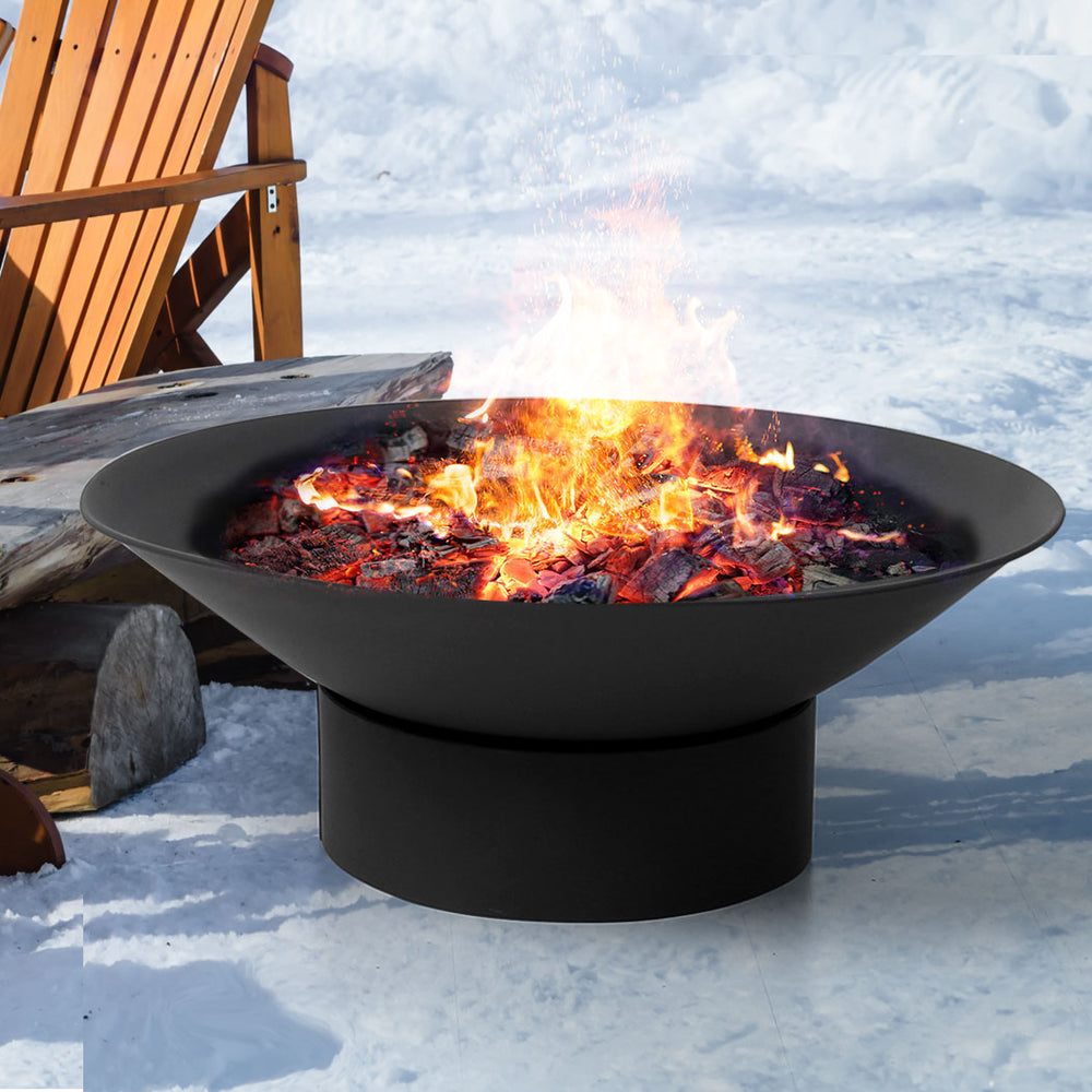 2 IN 1 Steel Fire Pit Firepit Pits Bowl Garden Outdoor Patio Fireplace Heater 70cm - Black Homecoze