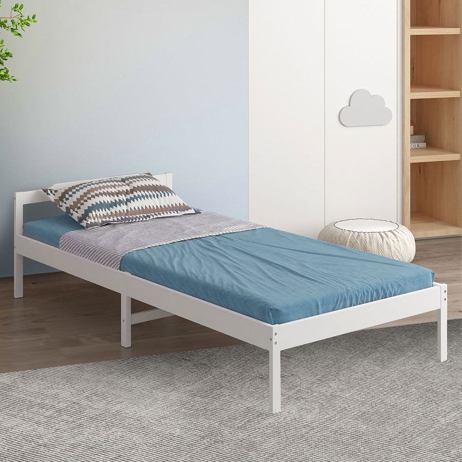 Classic Single Pine Wood Bed Frame – White Homecoze
