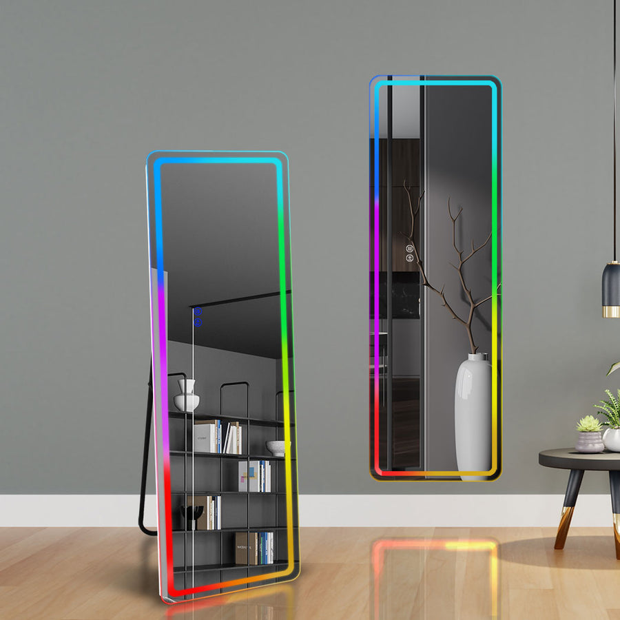 RGB LED Full Length Wall Mirror Freestanding or Wall Mountable Homecoze