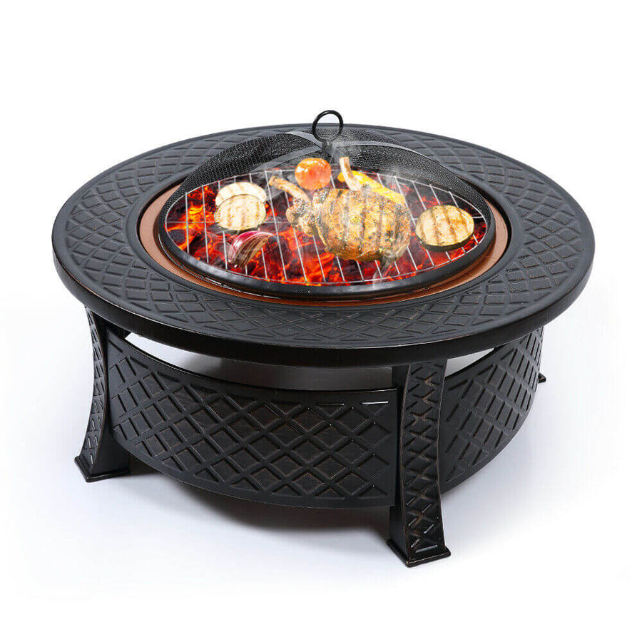 3 in 1 Outdoor Garden Fire Pit BBQ Firepit Brazier Round Stove Patio Heater Homecoze